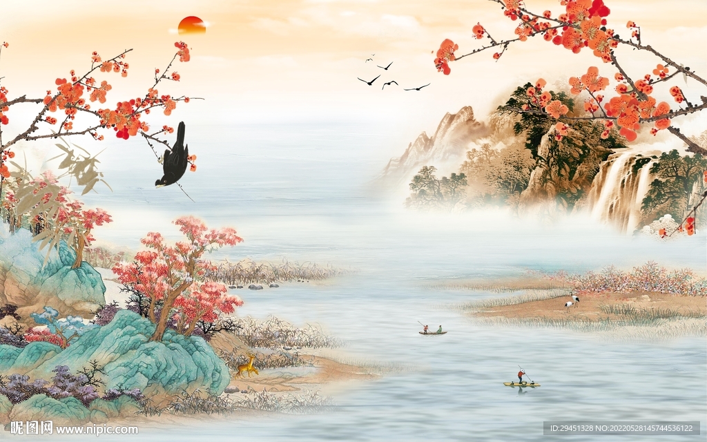 意境新品山水墙画 TiF分层