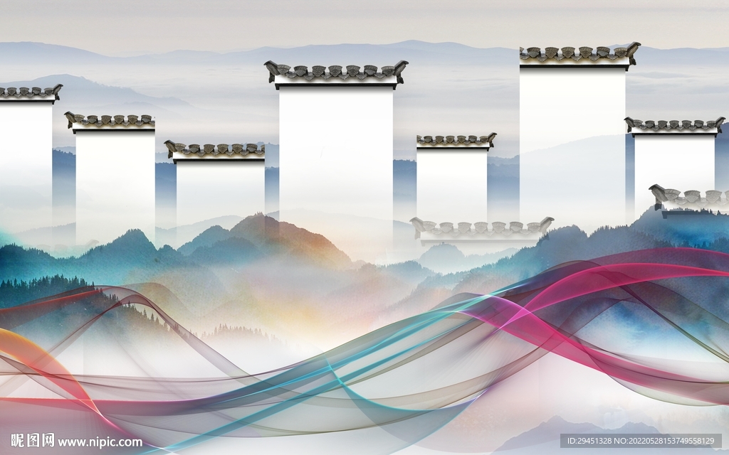 徽派装饰山水画 TiF分层