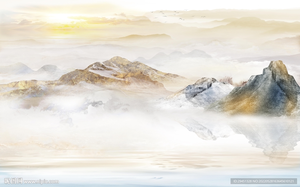 现代 装饰山水新画 TiF分层