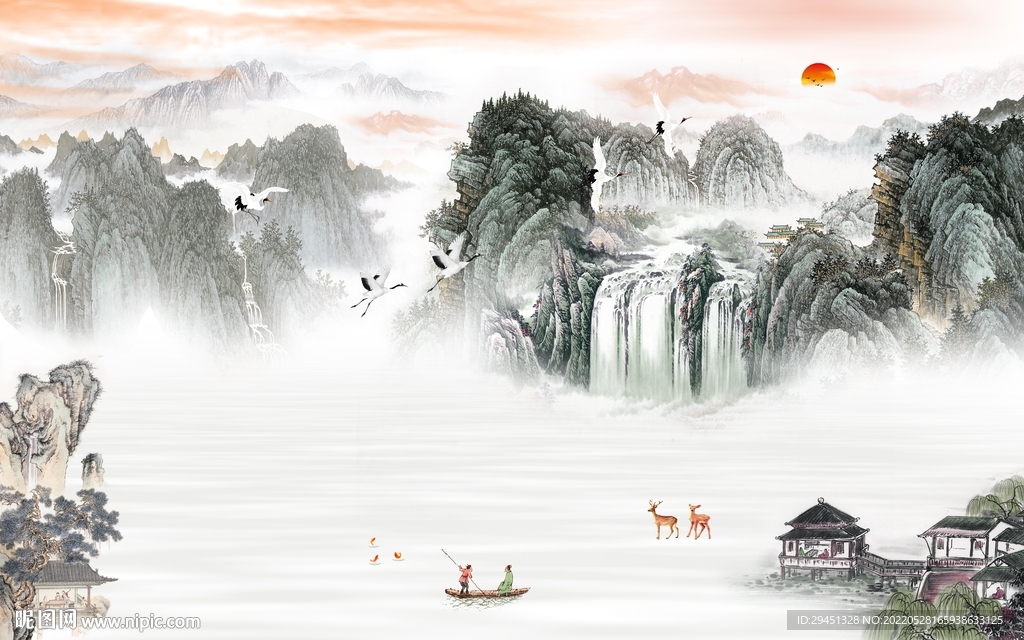 高大上装饰山水新画 TiF分层