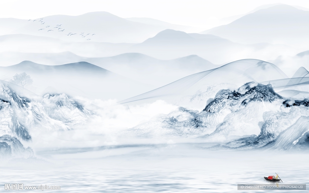 中式 新品最新墙画 Tif分层