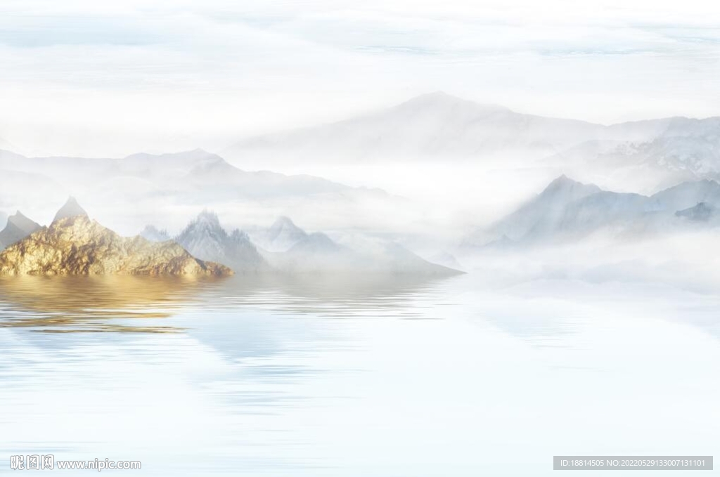 简约现代客厅山水背景墙