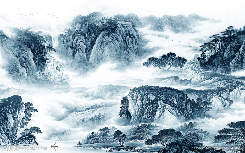 新中式人气最新山水 TIF分层