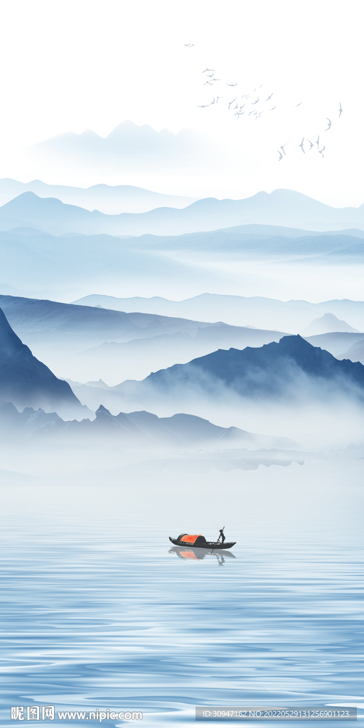 中国风意境玄关山水 Tif分层