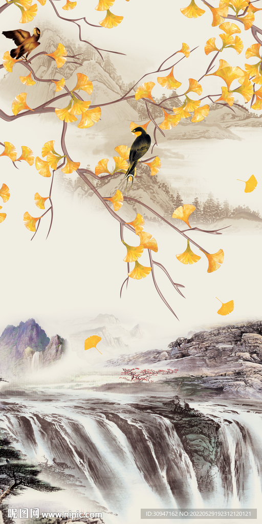 银杏 新玄关无框画 TiF分层