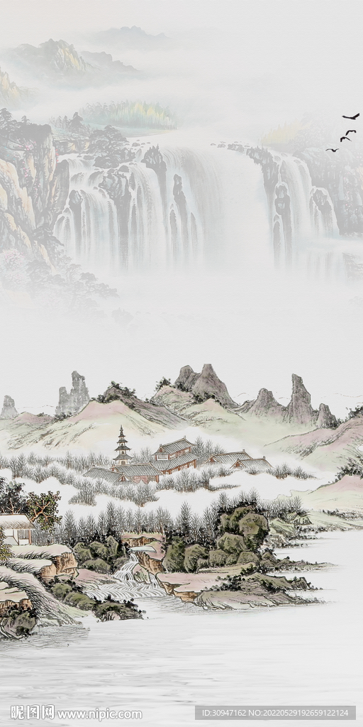 简约新山水玄关画 TiF分层