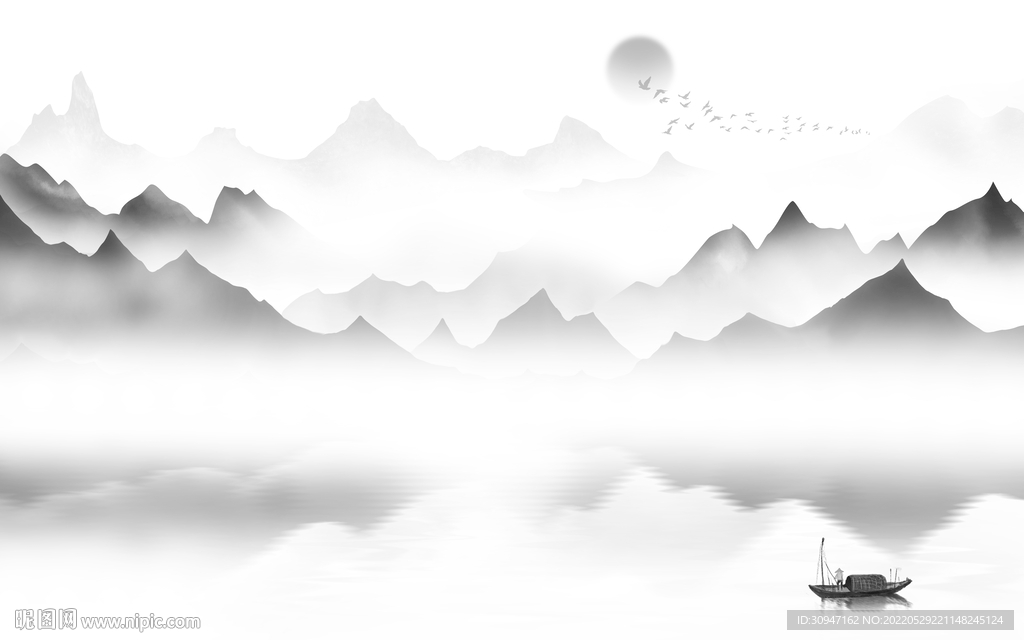 新中式高档现代山水 Tif分层