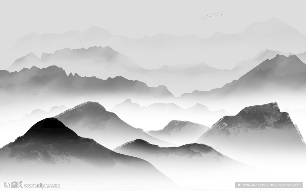 人气 高档现代山水 Tif分层