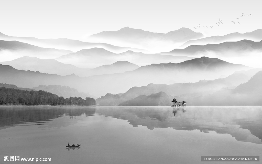 客厅新款灰色山水 Tif分层