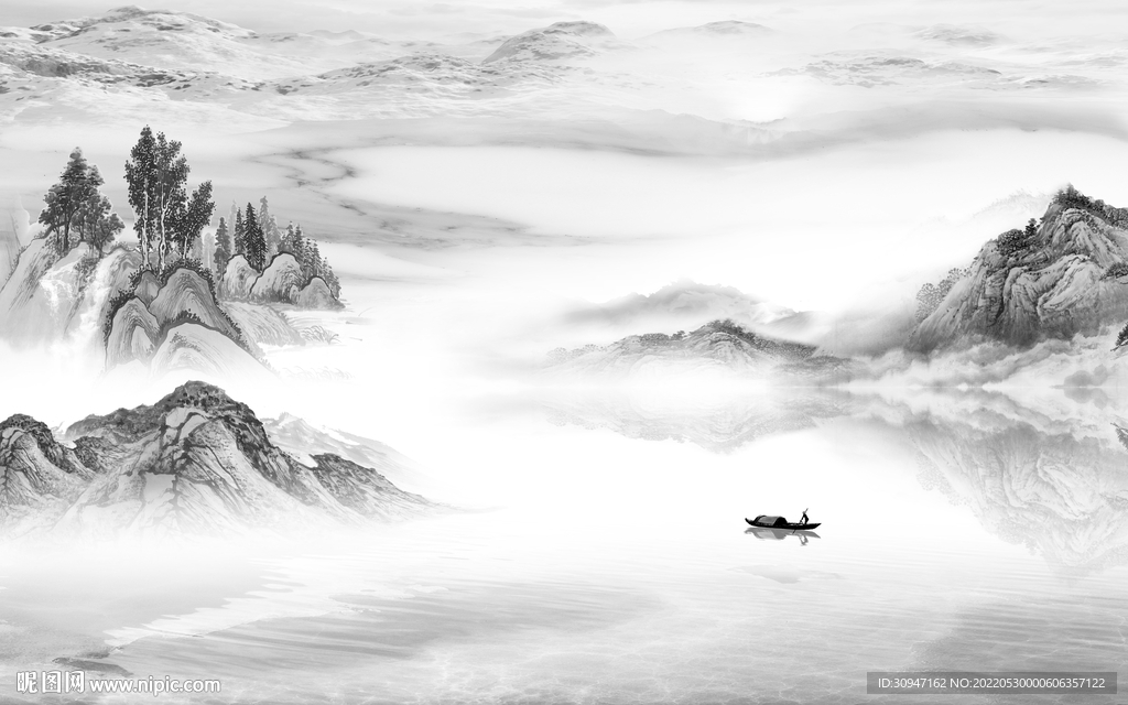 别墅高雅中式山水 Tif分层