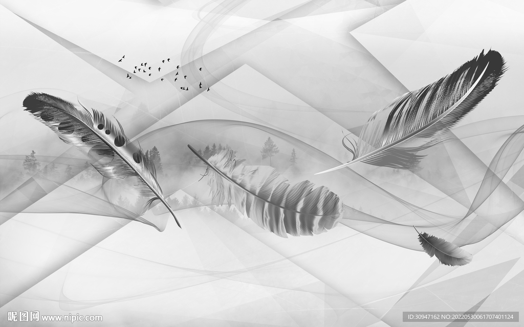 高大上现代新无框画 TIf分层