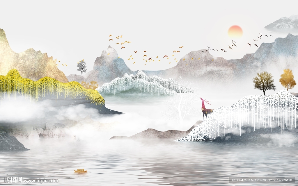 现代风景画新山水 TIf分层