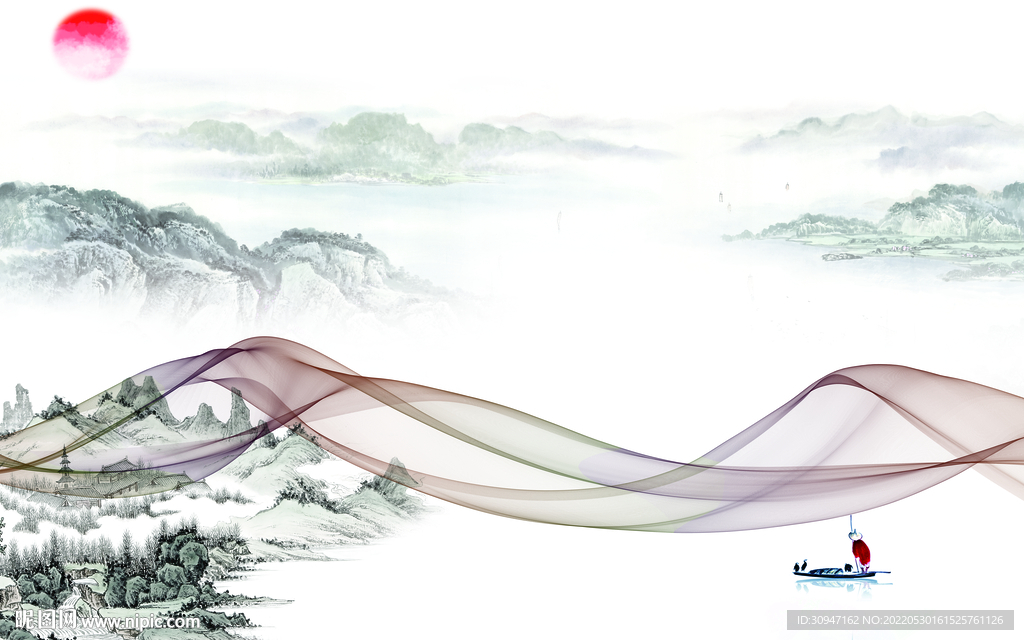 无框画现代最新山水 TIf分层