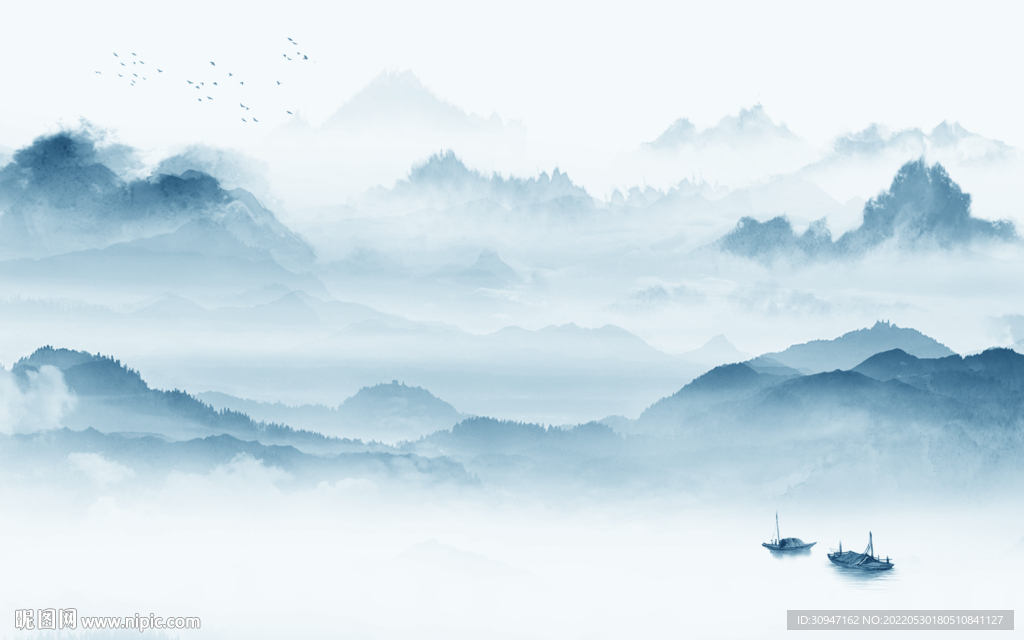 高档 爆款中式山水 Tif分层