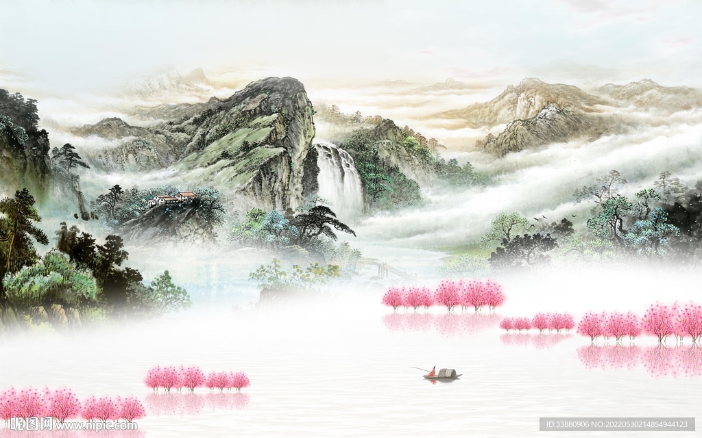 国画高端简约山水 Tif分层