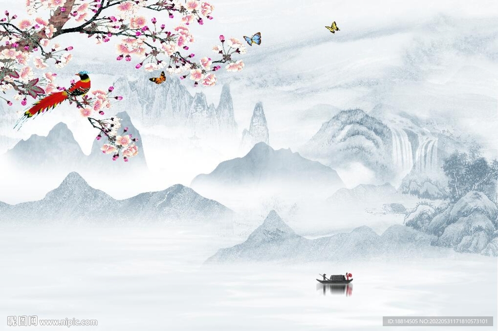 鸟语花香花鸟背景墙