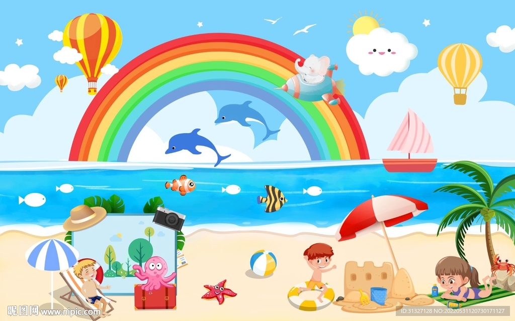 儿童卡通背景墙图片