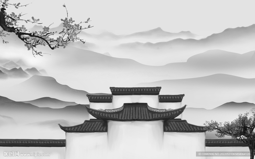 新上架大气客厅山水 tiF分层