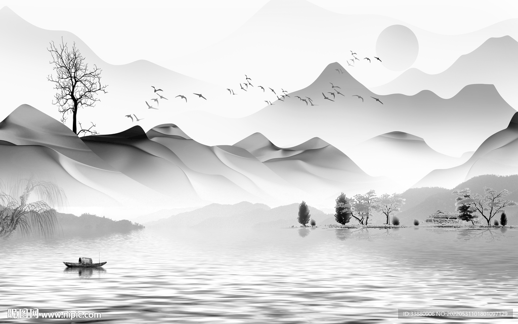 最新大气客厅山水 tiF分层