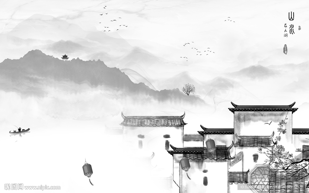 高大上大气客厅山水 tiF分层