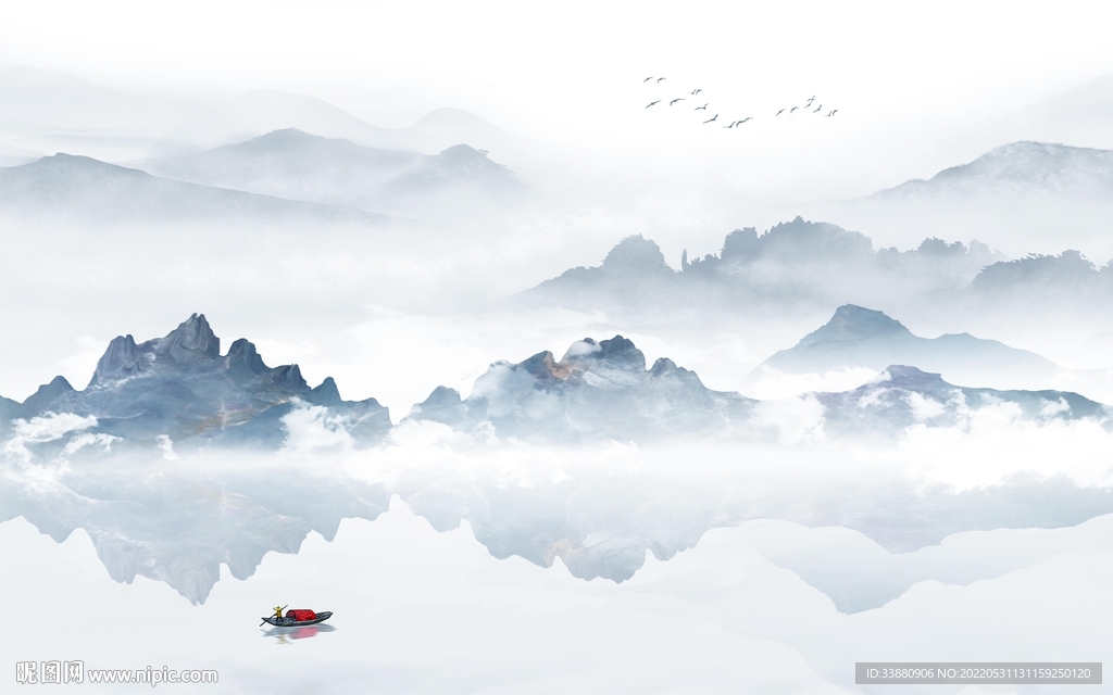 现代高端简约山水 Tif分层