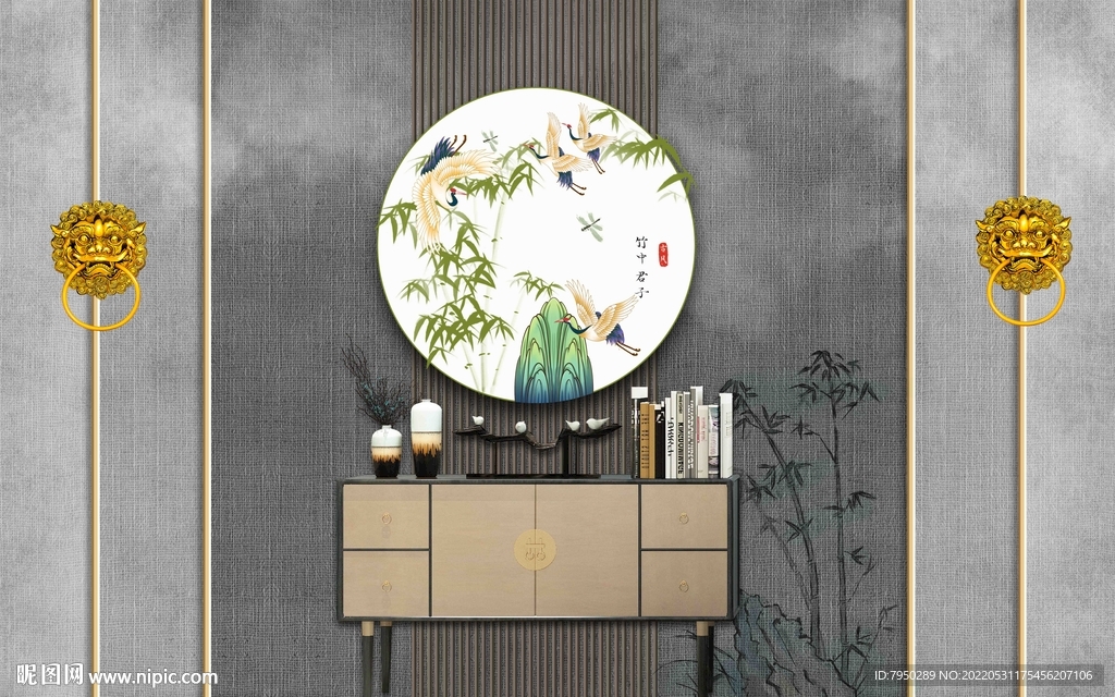 新中式背景墙 