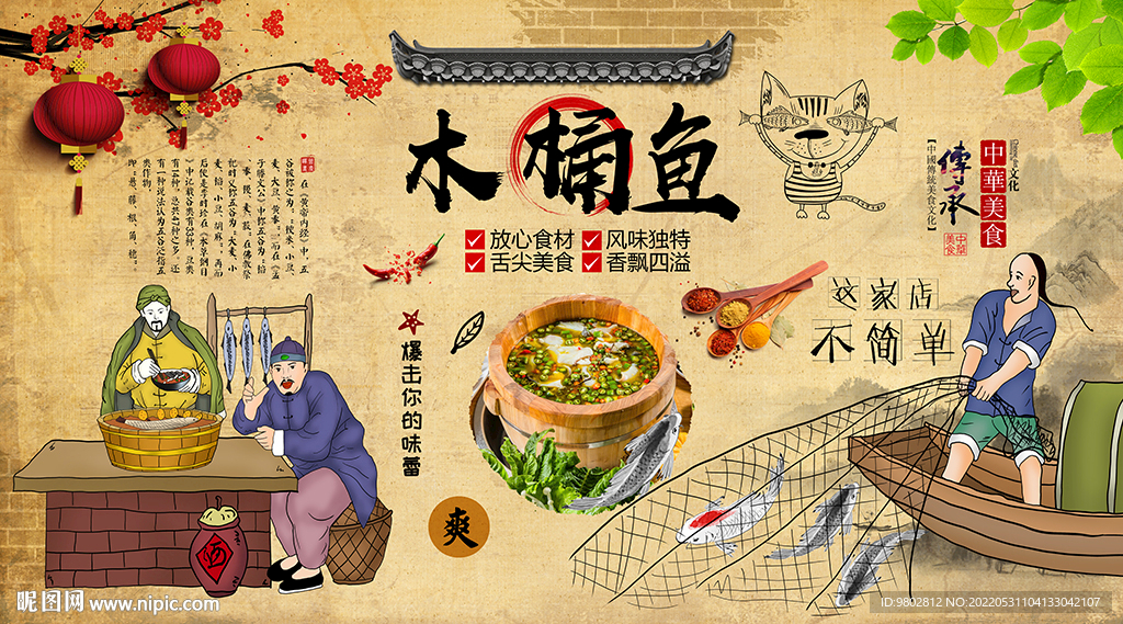 木桶鱼背景墙