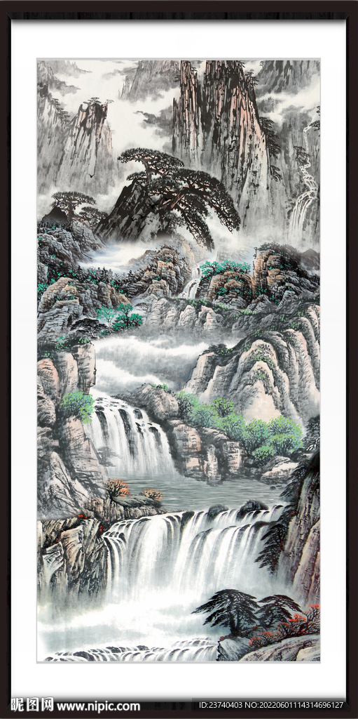 竖幅山水画 