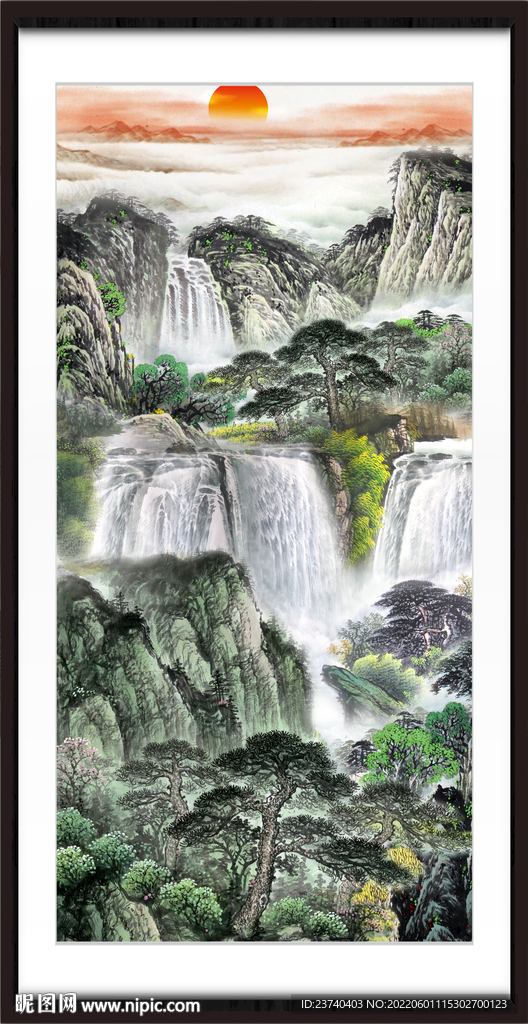 竖幅山水画 