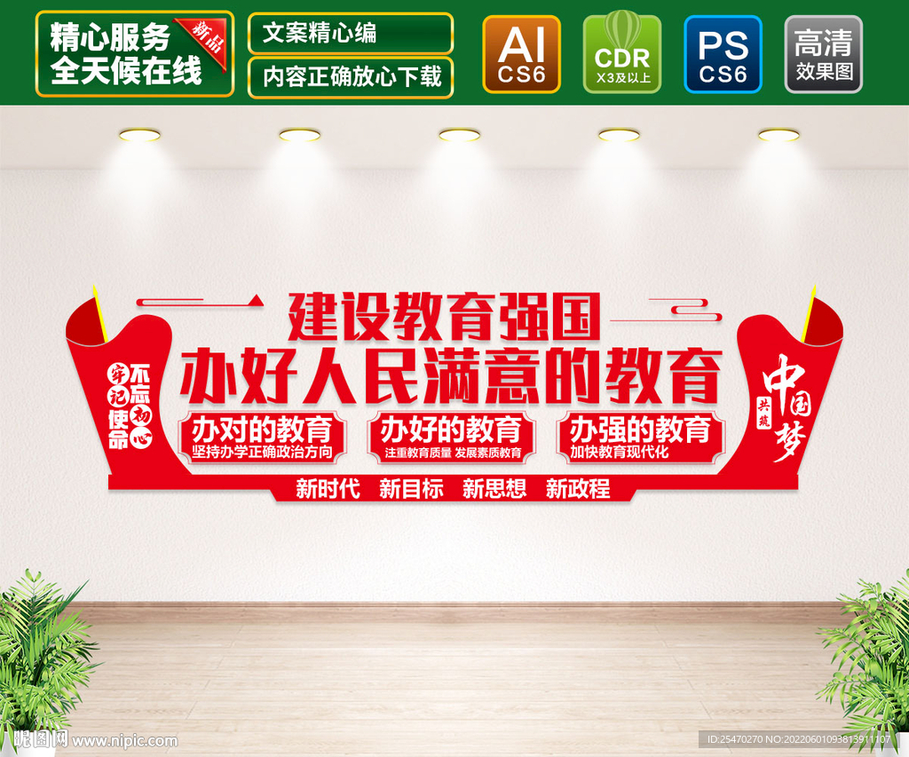 办好人民满意的教育 文化墙