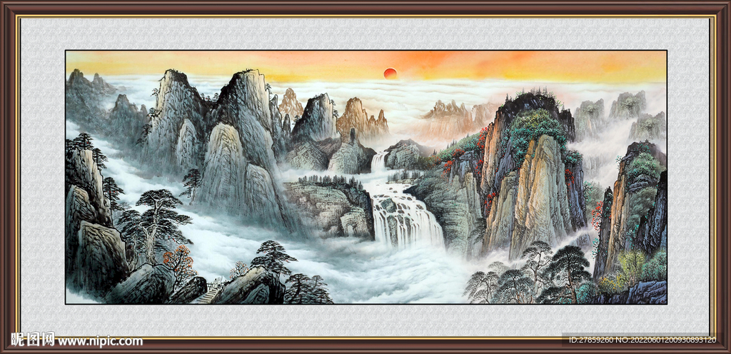 旭日东升泰山江山如画