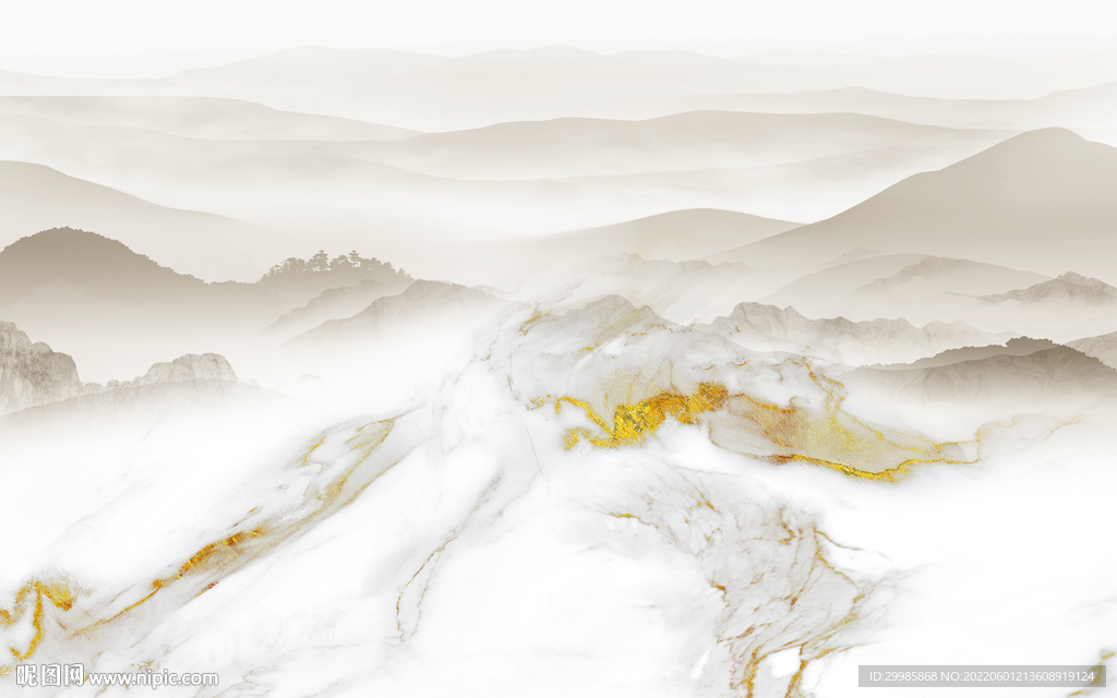 新品 山水鱼肚白画 TIf合层