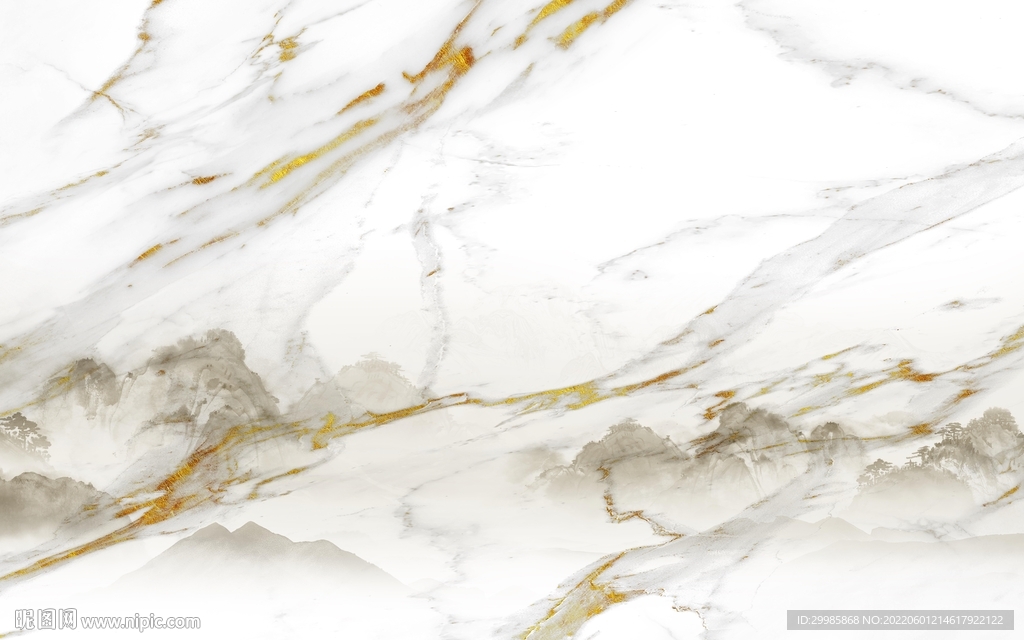 金色山水鱼肚白画 TIf合层