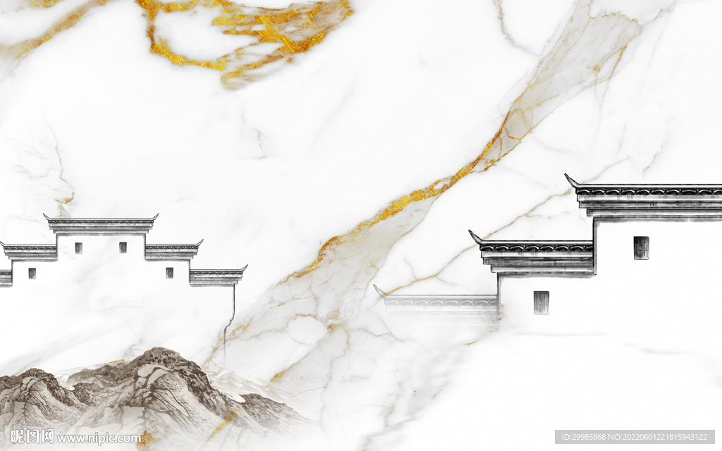 现代 山水鱼肚白画 TIf合层