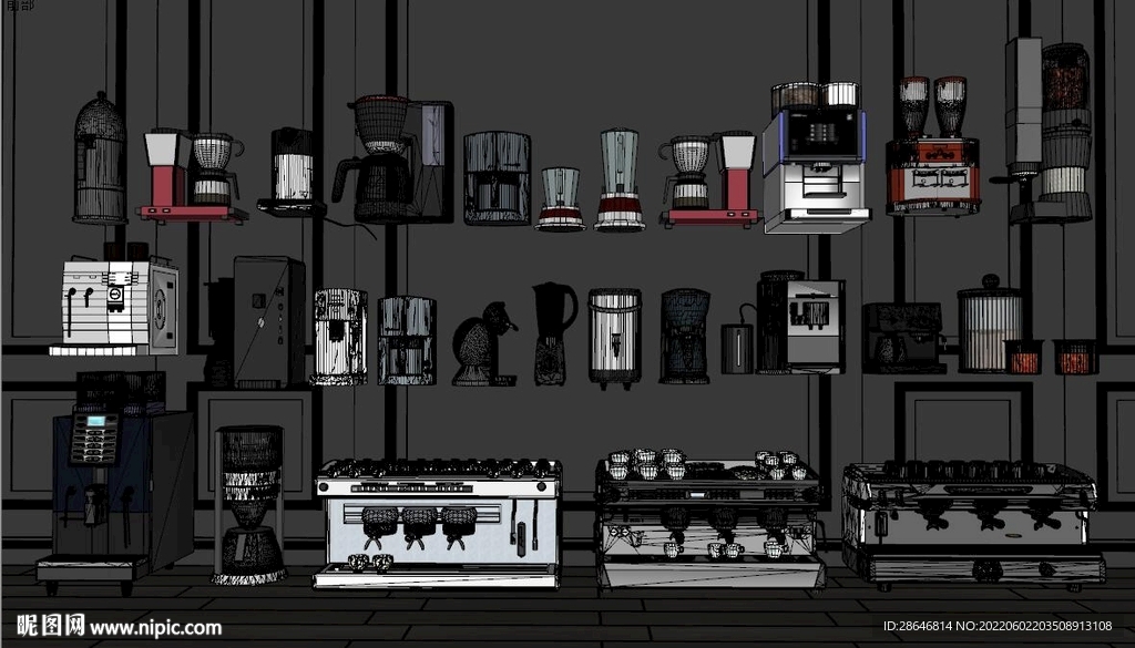 现代咖啡机SU模型