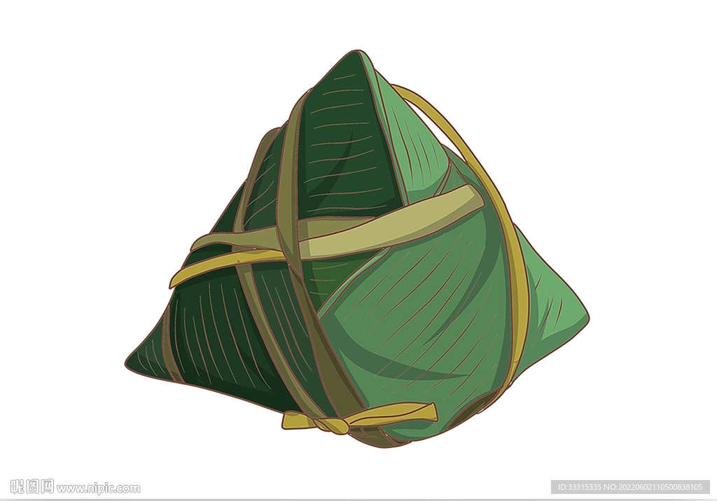 手绘端午节美食绿色大粽子插画