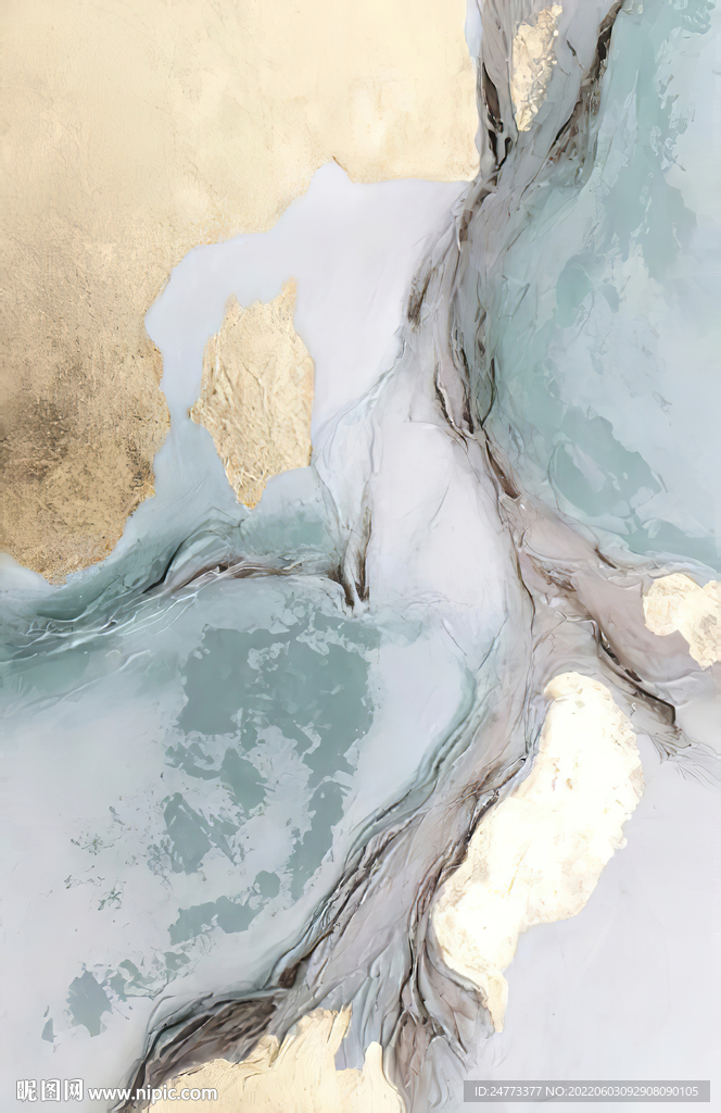 抽象竖版金箔油画玄关画