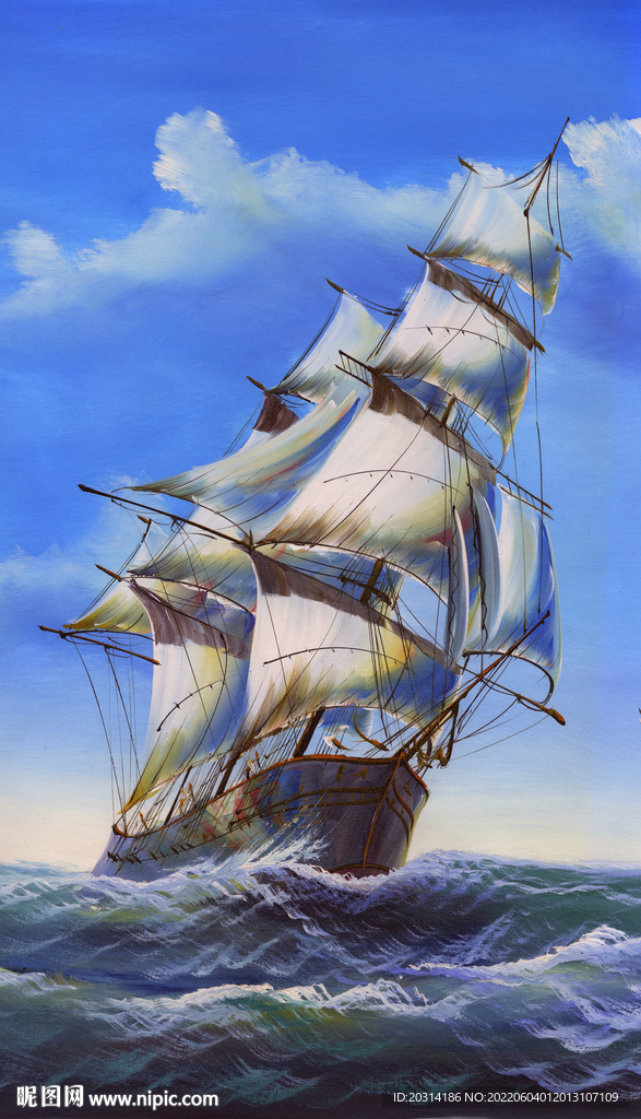 一帆风顺帆船壁画风景画