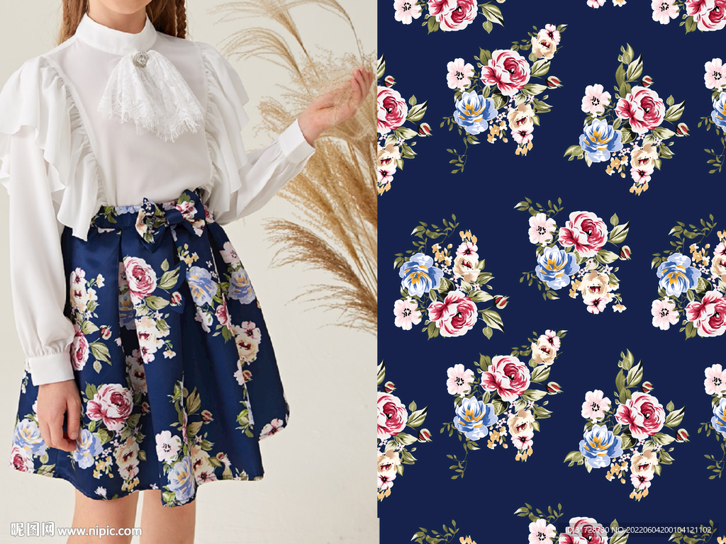 大牌 手绘花  数码印花 