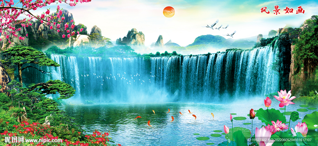 山水风景山水壁画