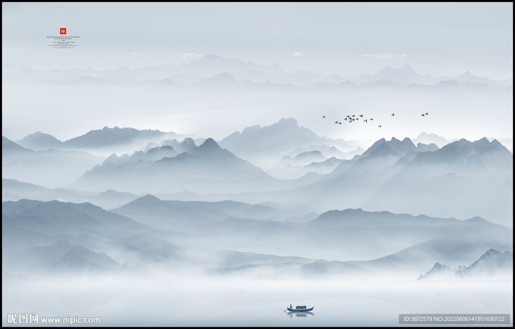 电视背景墙山水画