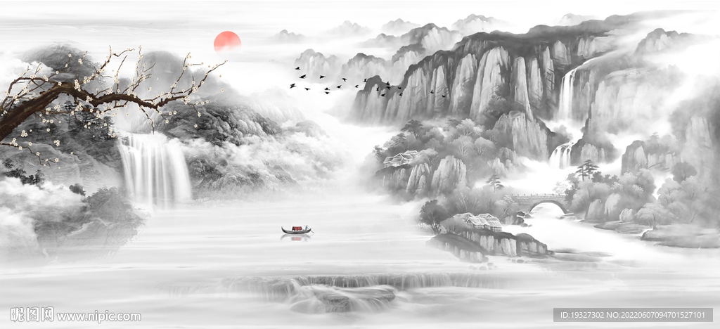 意境水墨画山水