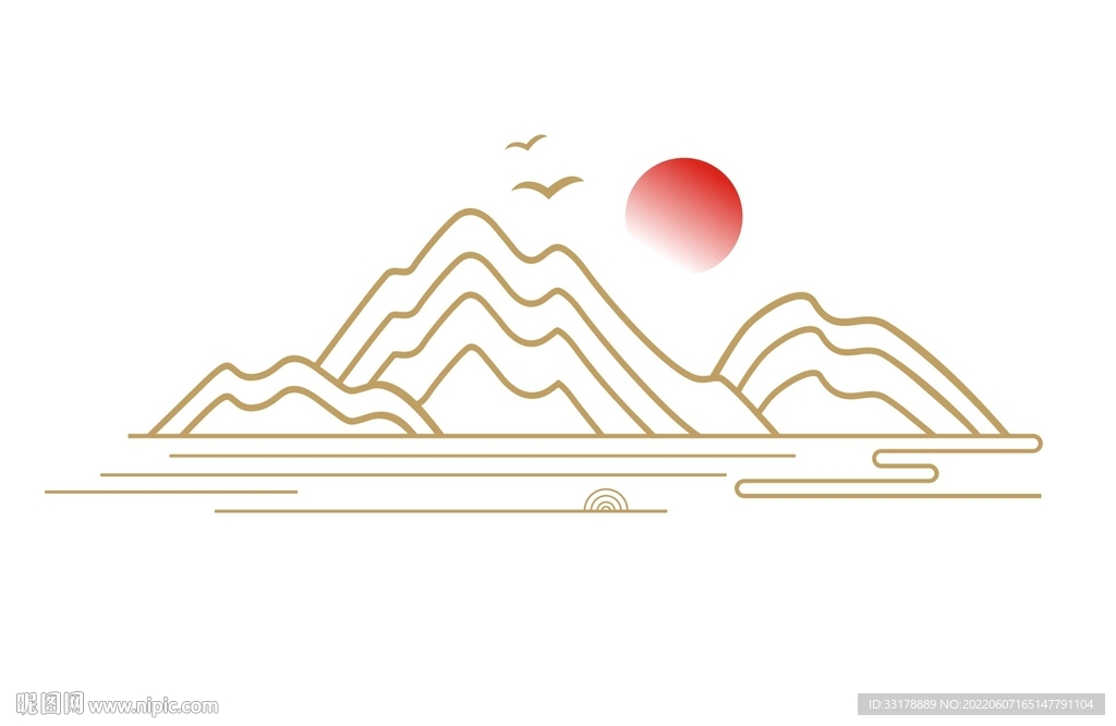 矢量免抠中国风山水古典山纹