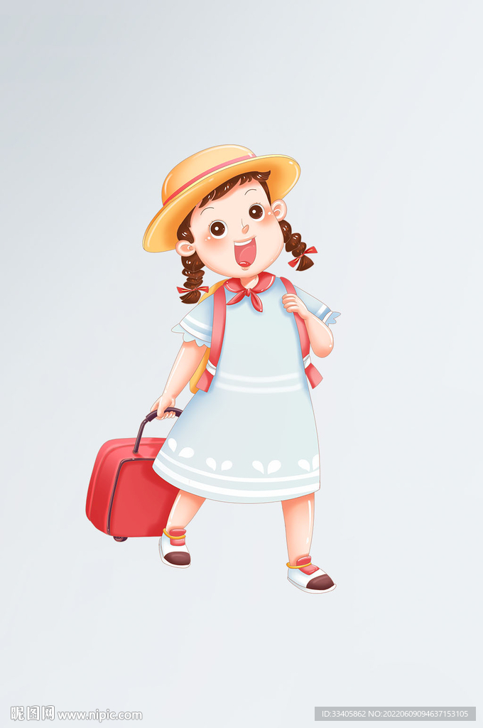 放暑假放假暑期假期旅游人物带旅