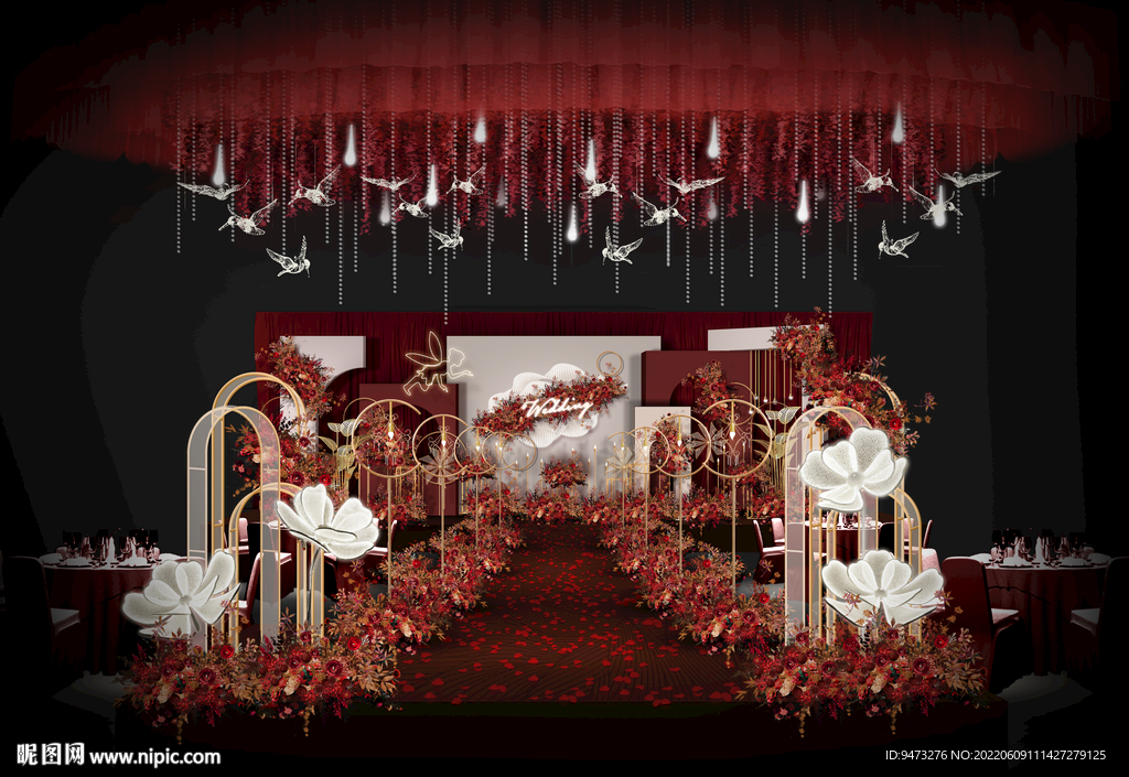 红色系婚礼仪式区