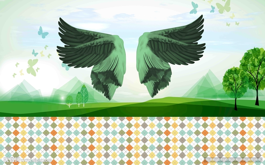 翅膀背景墙