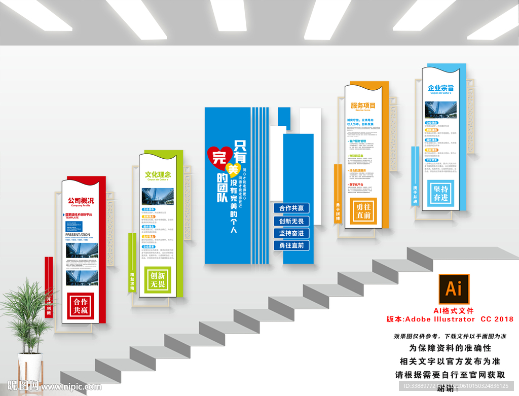 企业楼梯文化墙