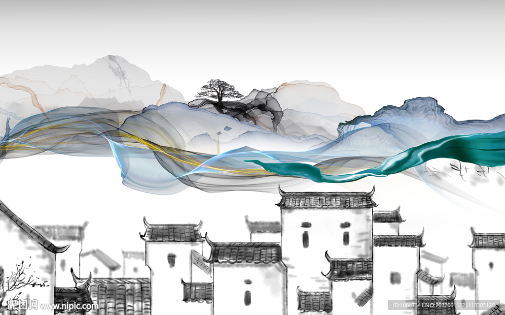 徽派 中式最新山水 TIf分层