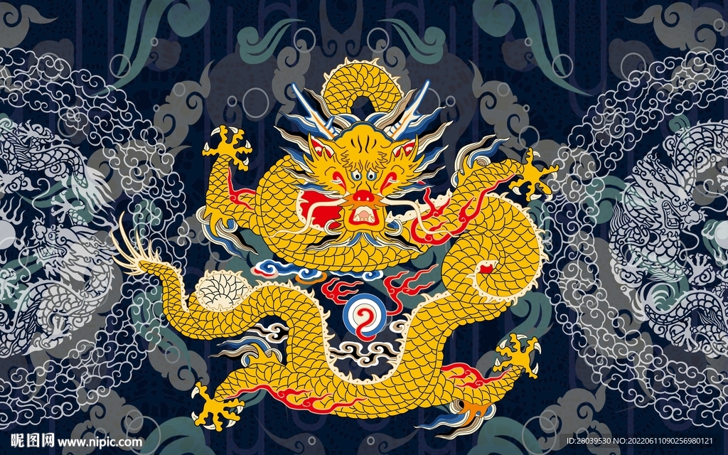 龙纹图案背景墙