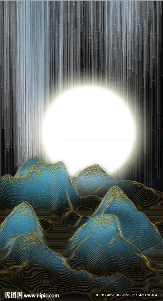 现代风抽象金色山脉装饰画